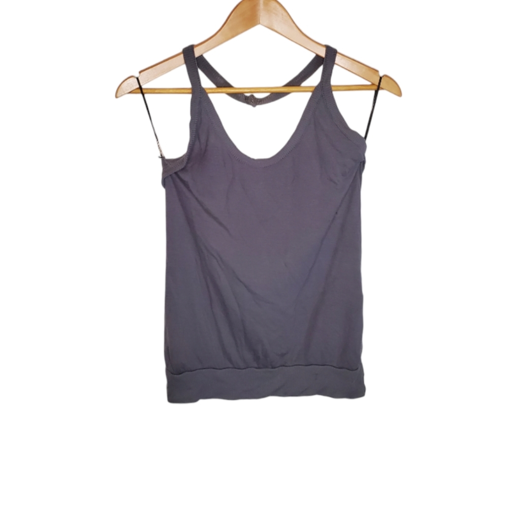 Simple Classic Gray Halter Tank Top with Snap Back